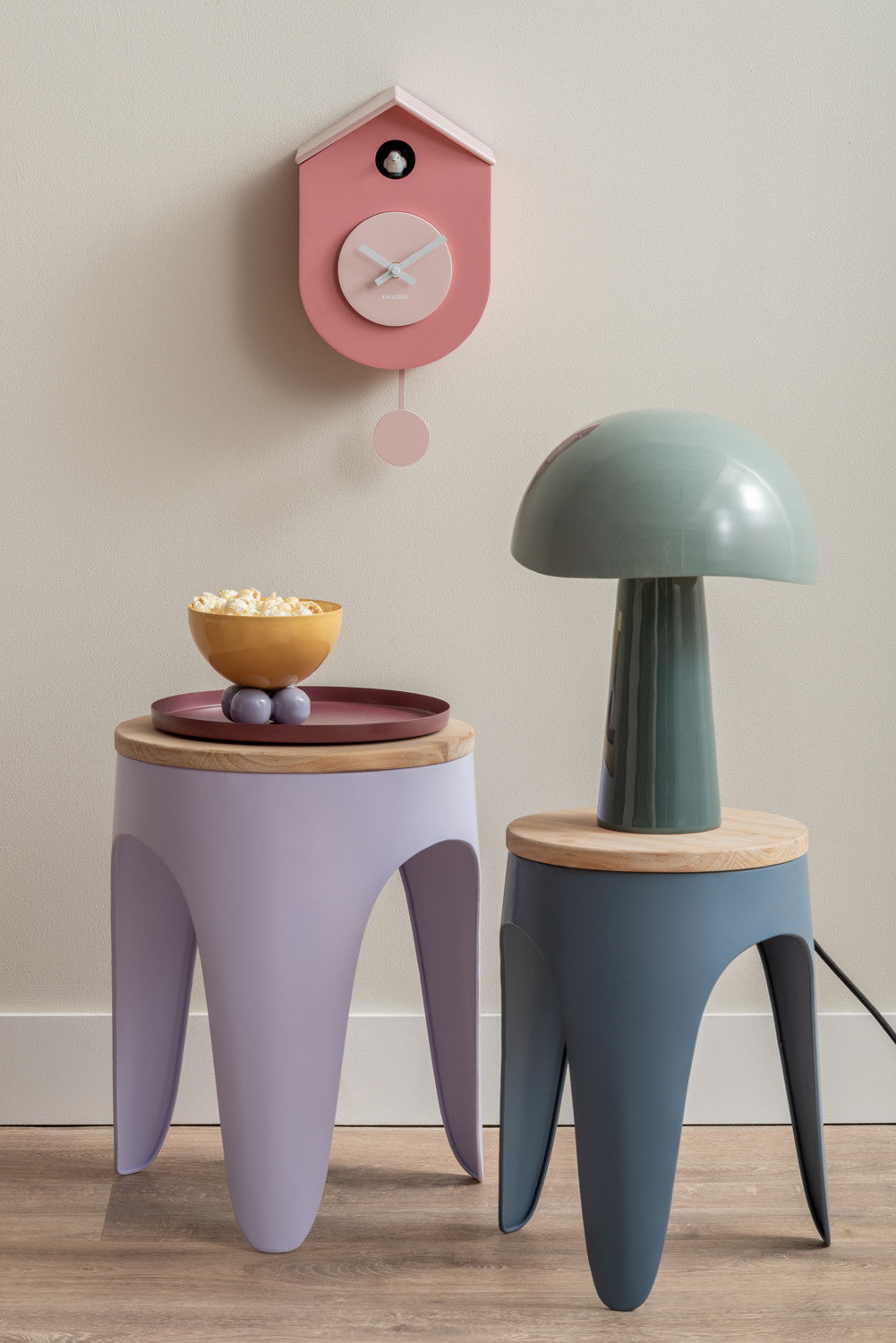 GRATO CUCKOO WANDKLOK - TAN ROSE & SOFT PINK