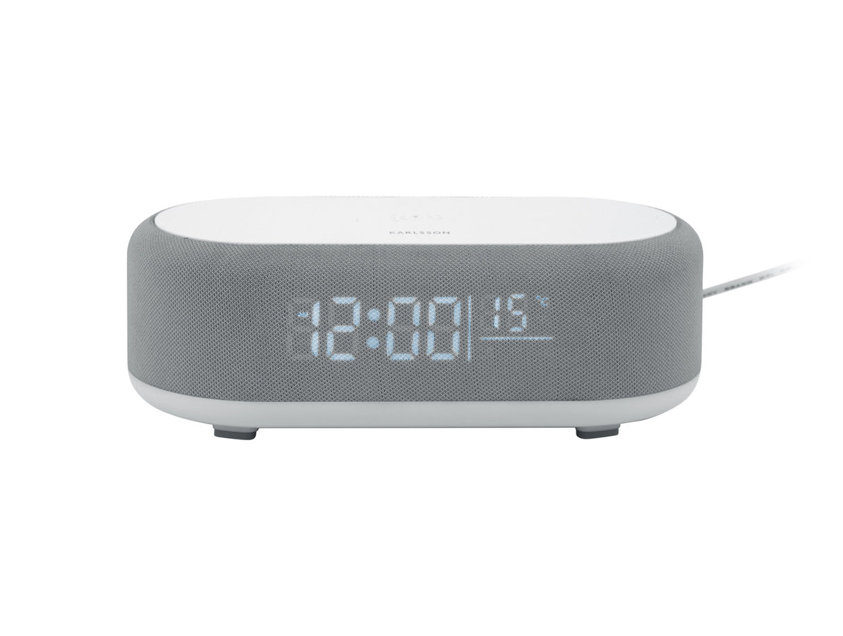 VOGUE ALARM CLOCK + SPEAKER + PHONE CHARGER - GRIJS