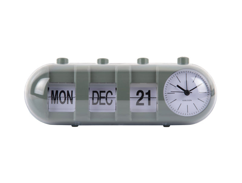 RETRO TUBE ALARM CLOCK  + CALENDER FLIP - GROEN