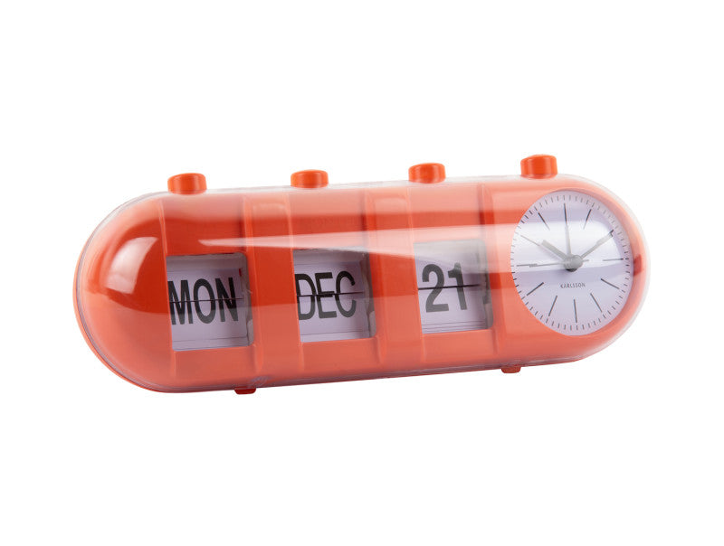 RETRO TUBE ALARM CLOCK  + CALENDER FLIP - ORANJE