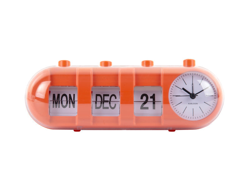 RETRO TUBE ALARM CLOCK  + CALENDER FLIP - ORANJE