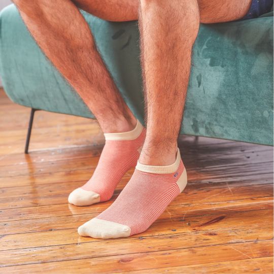 KORTE SOKKEN - GESTREEPT ORANJE