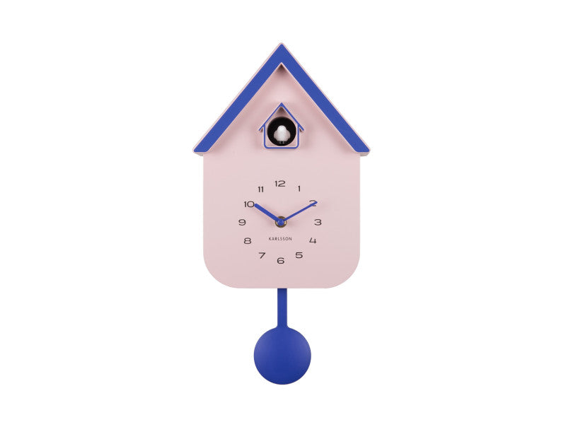 CUCKOO WANDKLOK - SOFT PINK & COBALT BLUE