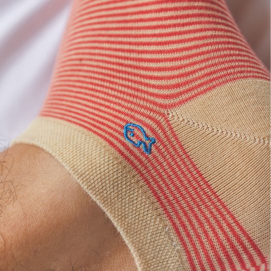 KORTE SOKKEN - GESTREEPT ORANJE