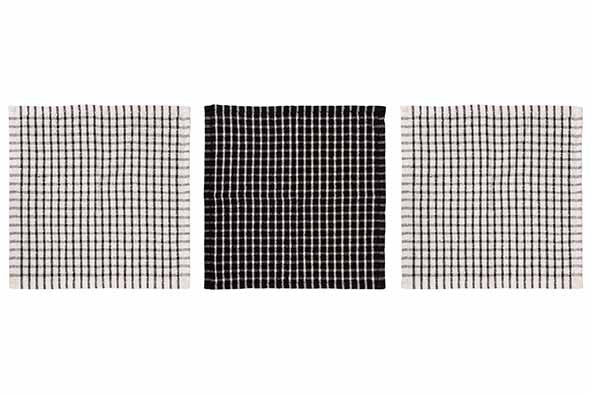 SET VAN 3 VAATDOEKEN - BLACK CHAMBRAY