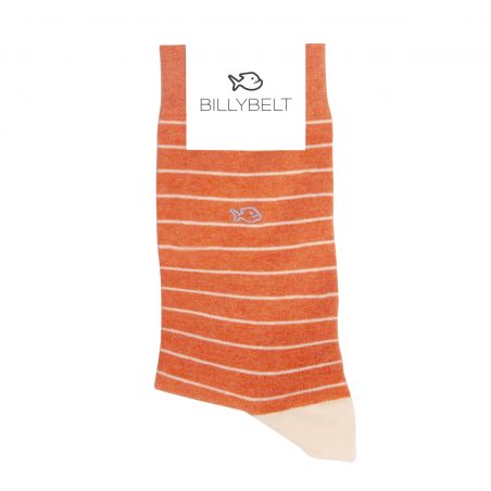 SOKKEN - FIJNE STREPEN ORANJE/BEIGE