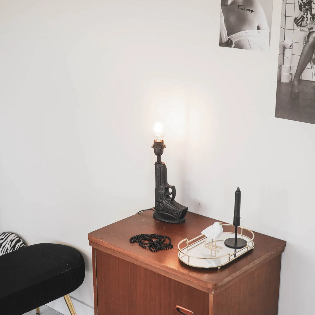 TABLE LAMP GUN BLACK