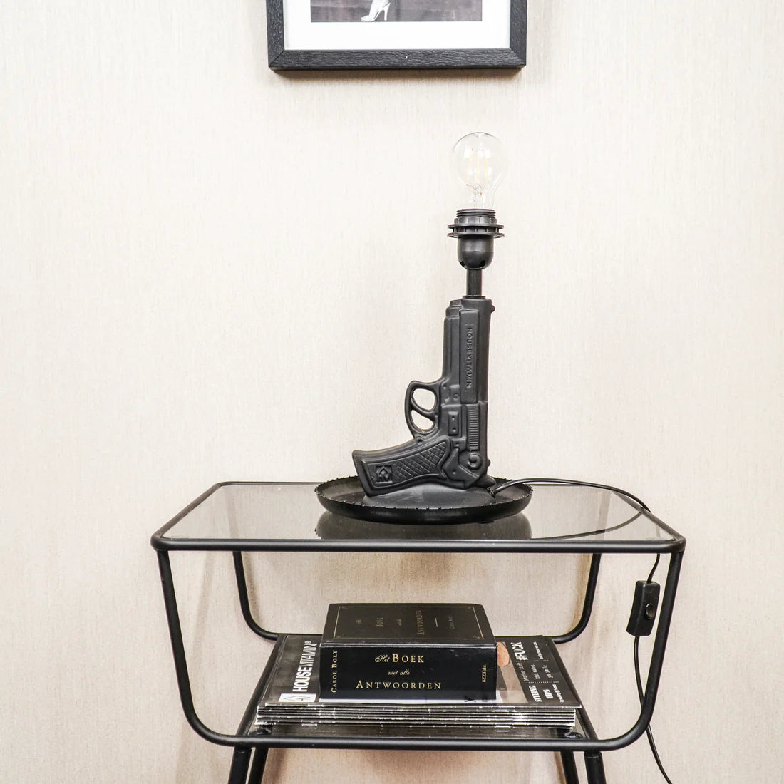 TABLE LAMP GUN BLACK