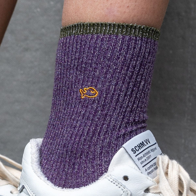 VROUWENSOKKEN - VINTAGE GLITTER PURPLE