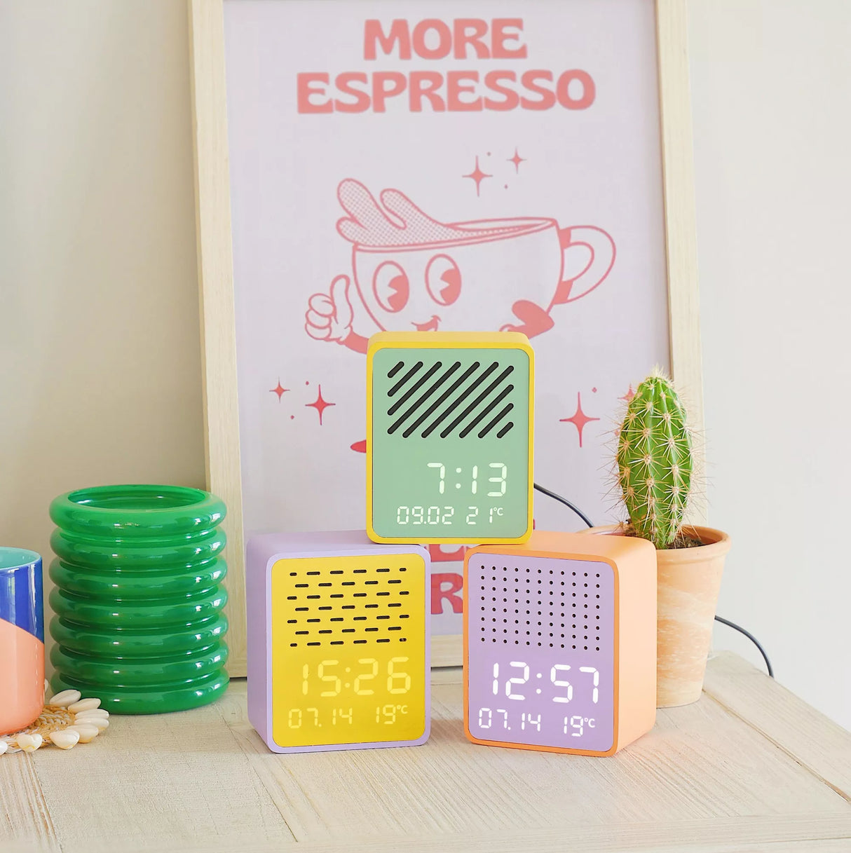 RISE PLAY - SPEAKER + ALARM CLOCK - YELLOW