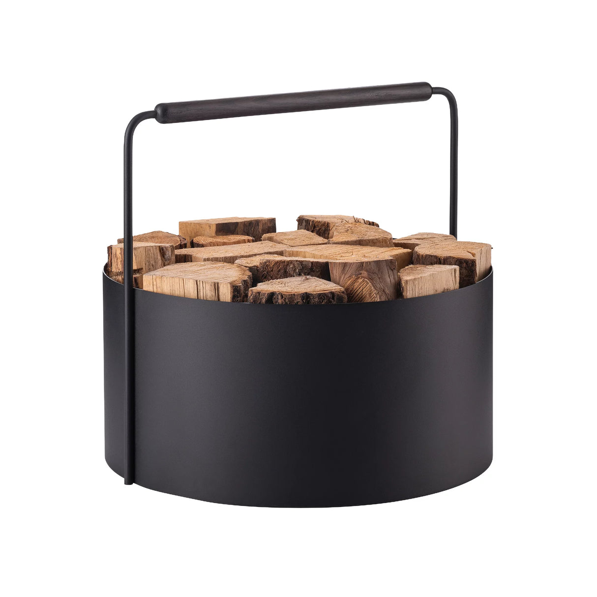 ASHI FIREWOOD BASKET - BLACK/OAK - LARGE