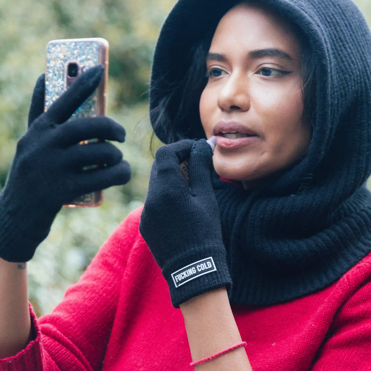 HANDSCHOENEN ZWART - FUCKING COLD