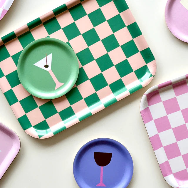 RECHTHOEKIGE PLATEAU CHECKER - PEACH / TULIP