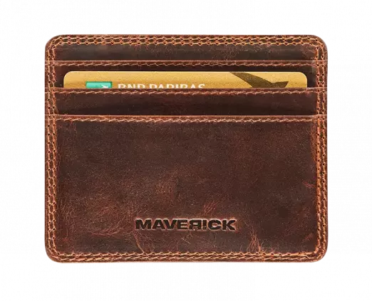 BRUIN LEDEREN MAGIC PORTEFEUILLE MET KAARTHOUDER