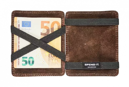 BRUIN LEDEREN MAGIC PORTEFEUILLE MET KAARTHOUDER