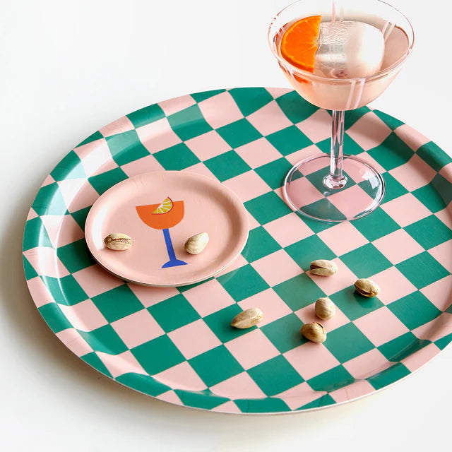 RONDE PLATEAU CHECKER - PEACH / TULIP