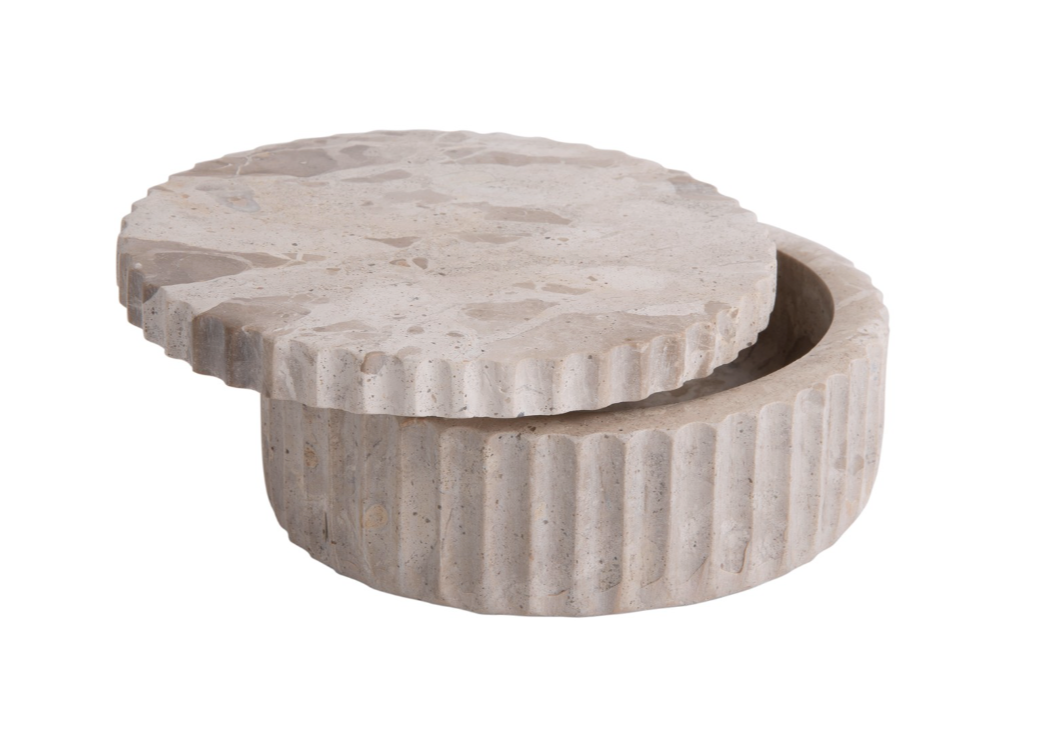 MARMEREN SCHAAL MET DEKSEL - BROWN