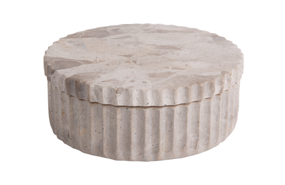 MARMEREN SCHAAL MET DEKSEL - BROWN