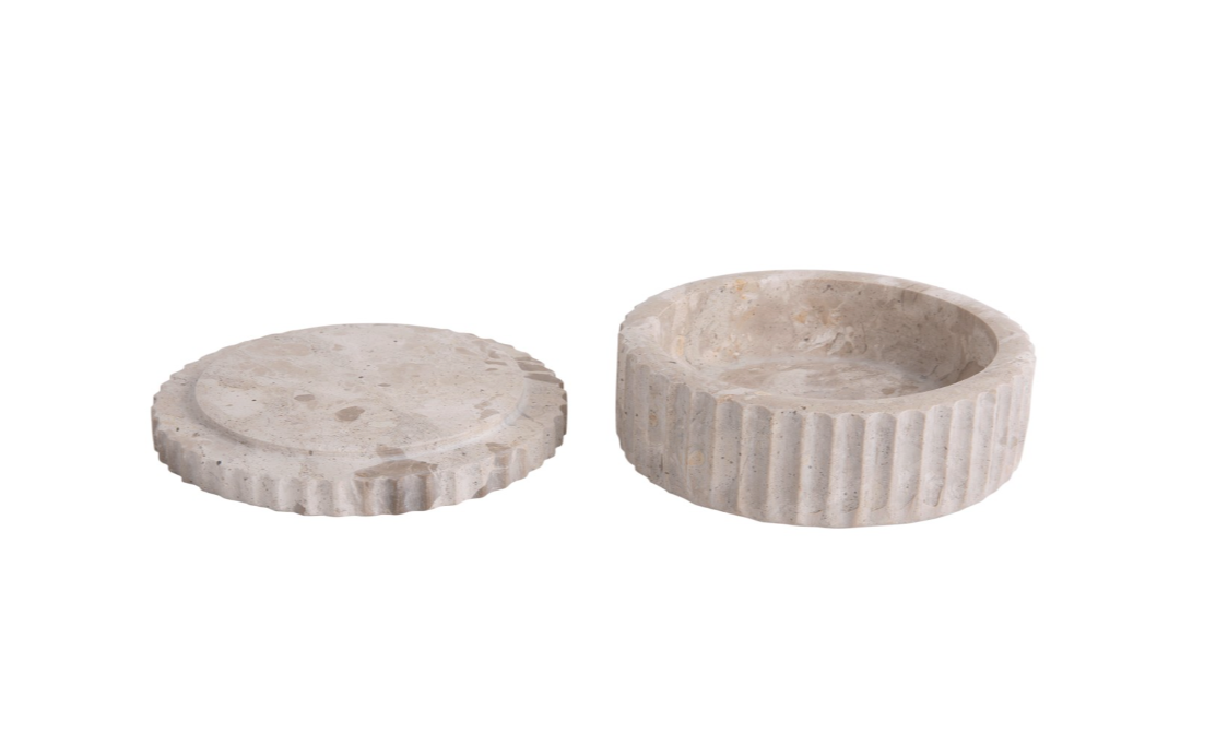 MARMEREN SCHAAL MET DEKSEL - BROWN