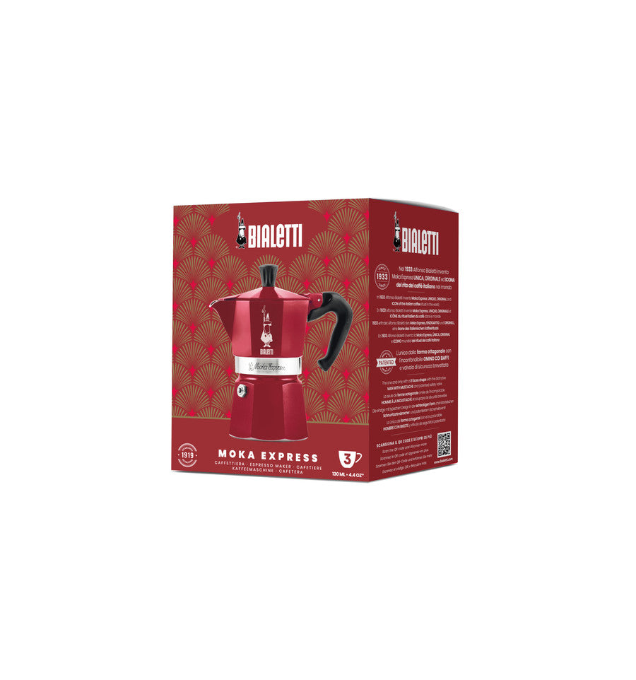 MOKA EXPRESS DECO GLAMOUR ROOD - 3 TASSEN