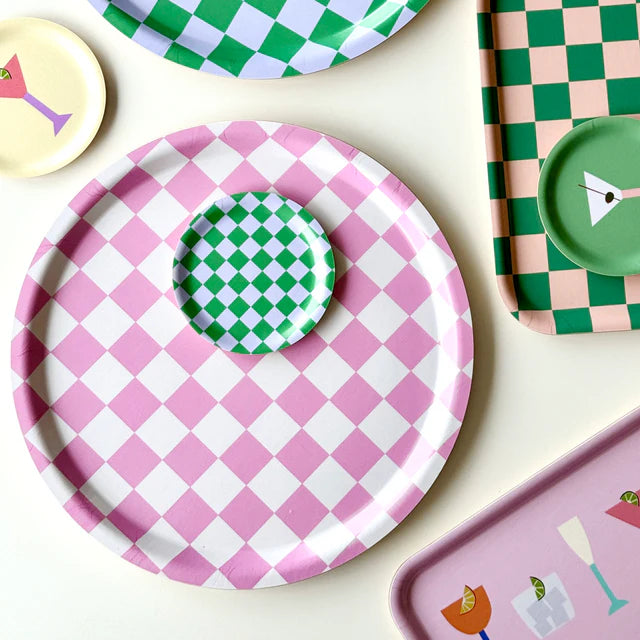 RONDE PLATEAU CHECKER - RASBERRY / CREAM