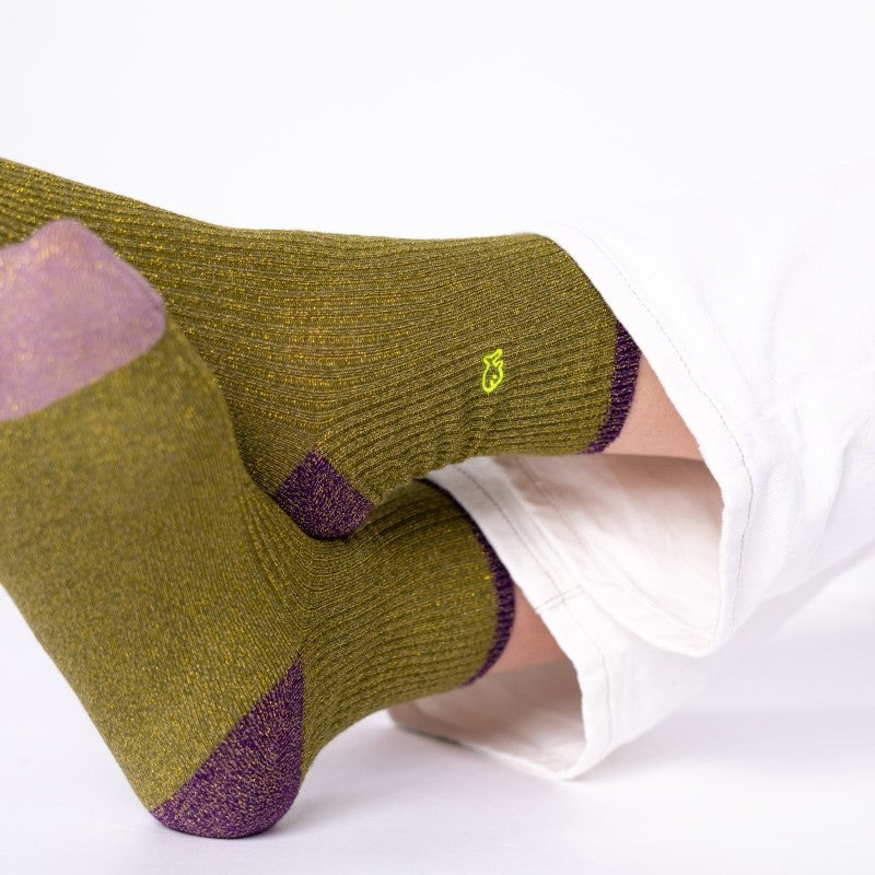 VROUWENSOKKEN - VINTAGE GLITTER OLIVE