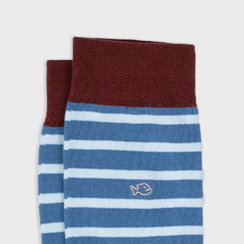 SOKKEN WIDE STRIPES - BLUE & SKY BLEU