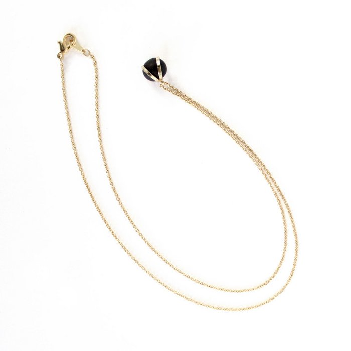 GOUDEN KETTING - ZWARTE RONDE HANGER