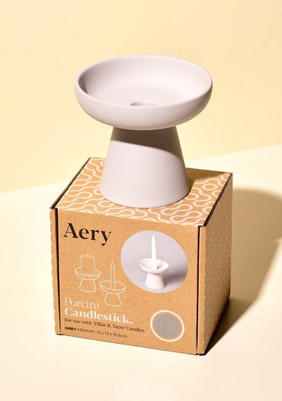 PORCINI GREY CANDLE HOLDER - SMALL