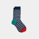 SOKKEN WIDE STRIPES - NAVY & BEIGE