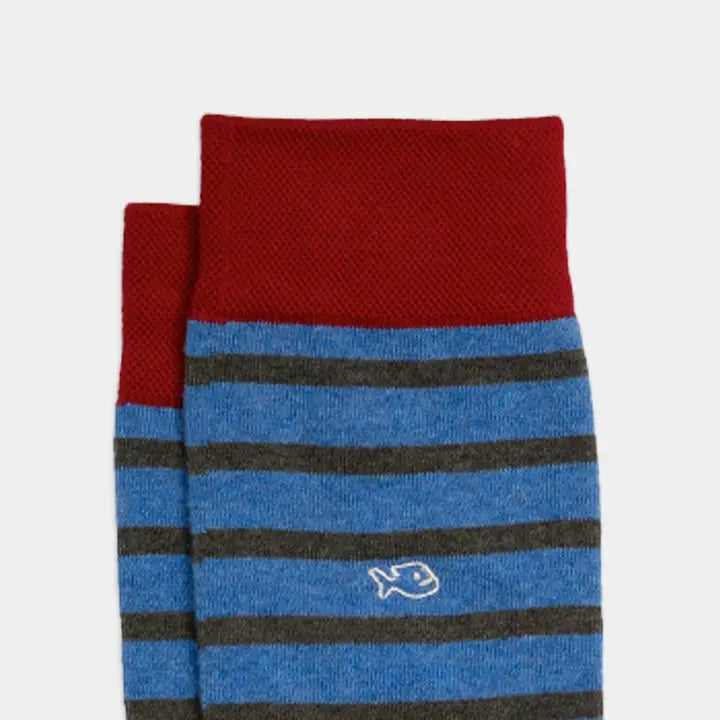 SOKKEN WIDE STRIPES - BLUE & KHAKI