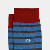 SOKKEN WIDE STRIPES - BLUE & KHAKI