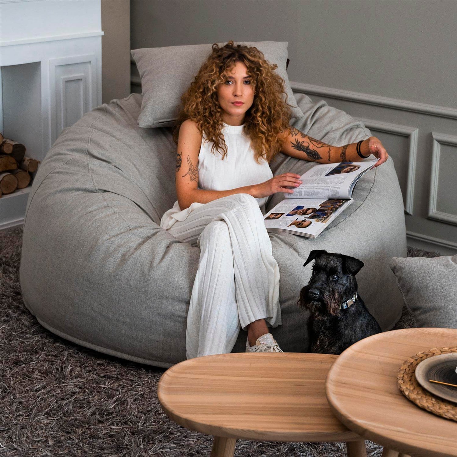 BEAN BAG OM - RIBFLUWEEL STOF