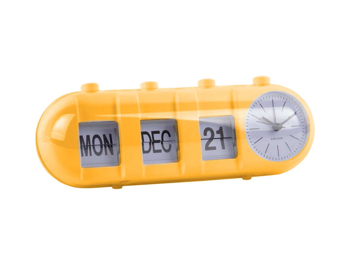 RETRO TUBE ALARM CLOCK  + CALENDER FLIP - GEEL