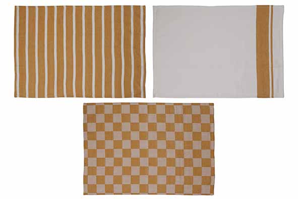 SET VAN 3 KEUKENHANDDOEKEN - AMBER GOLD