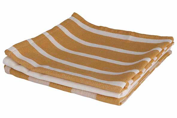 SET VAN 3 KEUKENHANDDOEKEN - AMBER GOLD