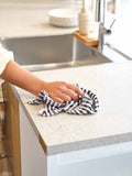 SET VAN 3 VAATDOEKEN - BLACK CHAMBRAY