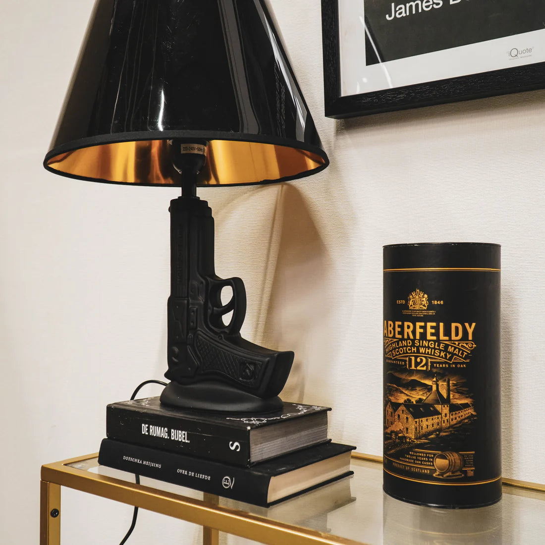 TABLE LAMP GUN BLACK