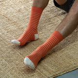 SOKKEN - FIJNE STREPEN ORANJE/BEIGE
