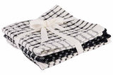 SET VAN 3 VAATDOEKEN - BLACK CHAMBRAY