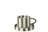 KOFFIEKOP MET SCHOTEL - OLIJFGROEN