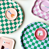 RONDE PLATEAU CHECKER - PEACH / TULIP