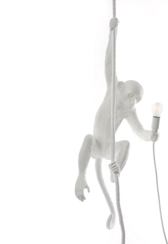 MONKEY HANGLAMP MET TOUW / WIT