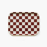 RECHTHOEKIGE PLATEAU CHECKER - BURGUNDY / CREAM