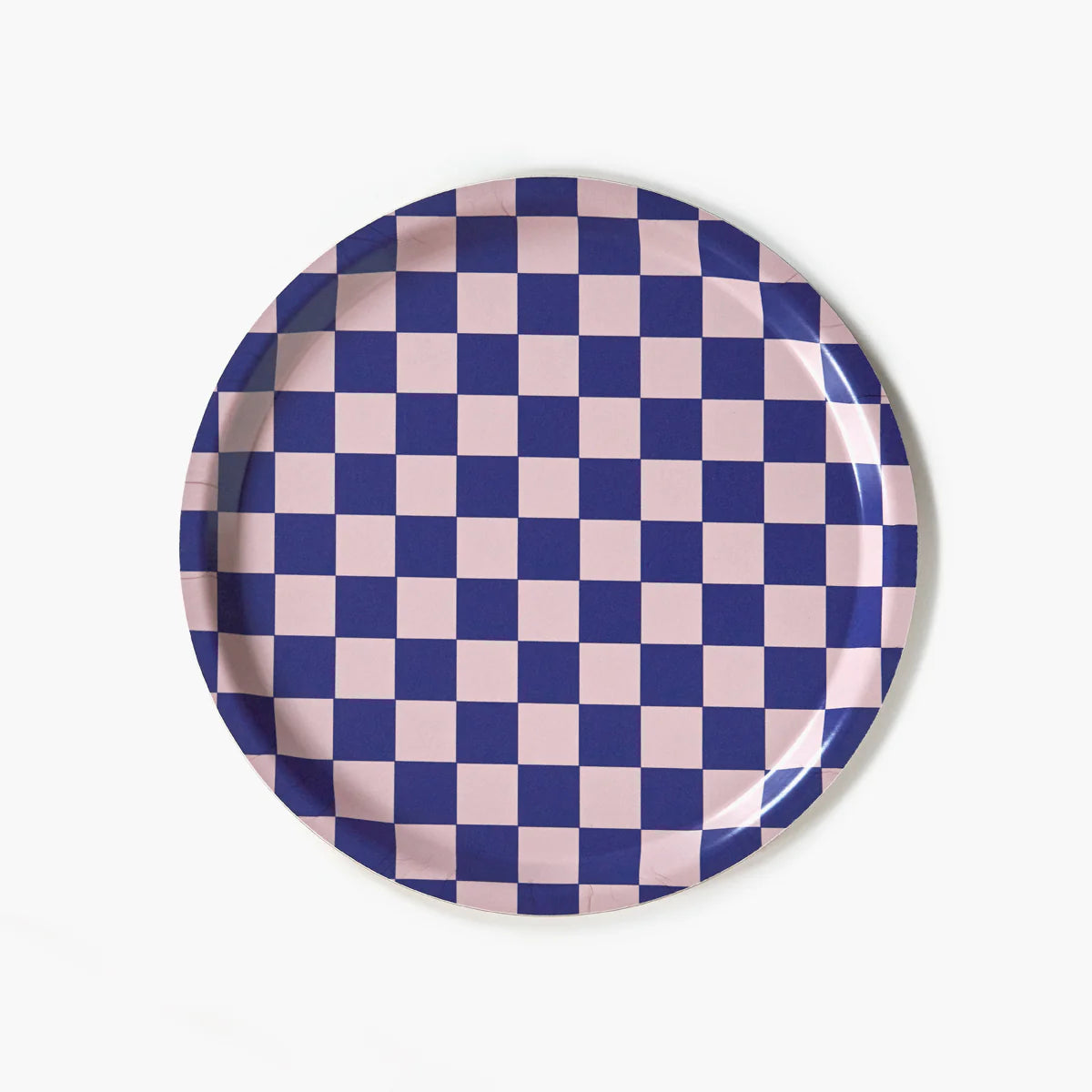 RONDE PLATEAU CHECKER - INDIGO/ALMOND