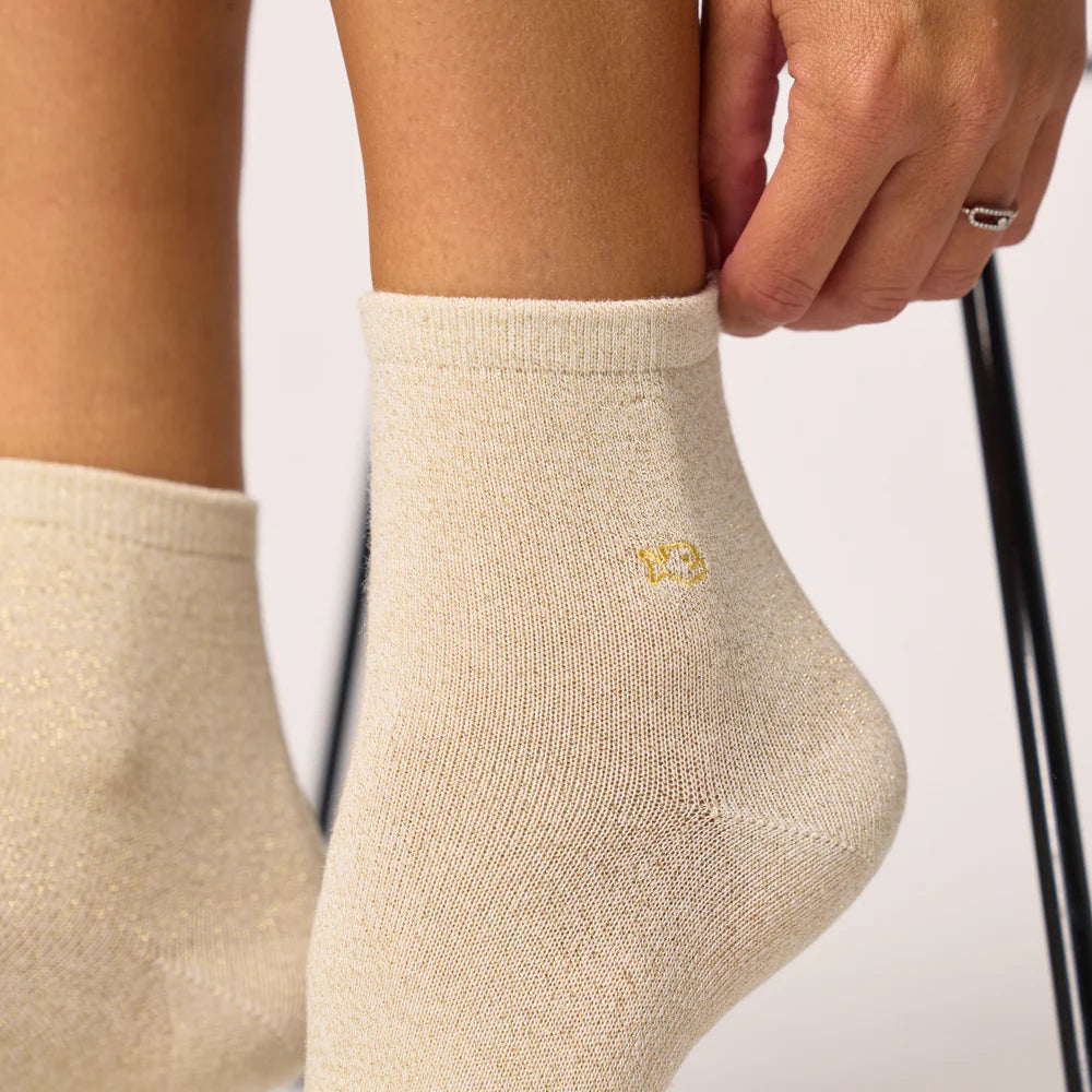 VROUWENSOKKEN - BEIGE GLITTER