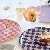 RONDE PLATEAU CHECKER - INDIGO/ALMOND