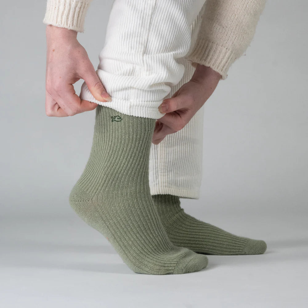 VROUWENSOKKEN - ANGORA ALMOND GREEN