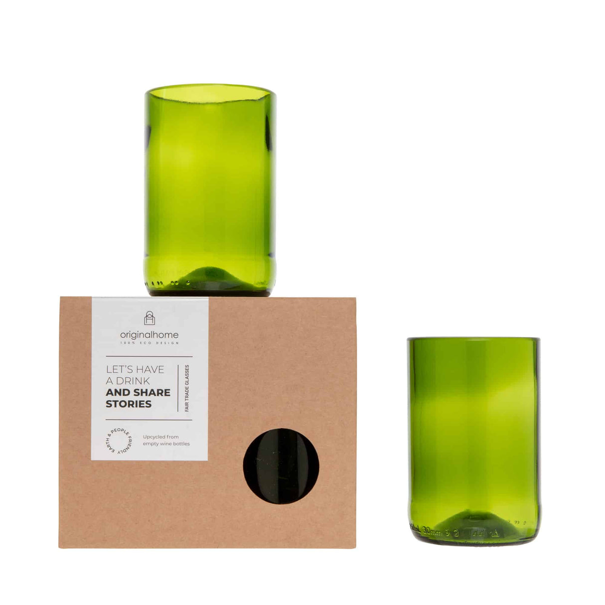 SET VAN 2 GROENE GLAZEN