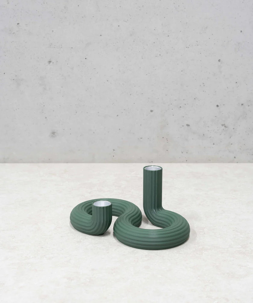 DOUBLE CANDLE HOLDER - HIGHLAND GREEN